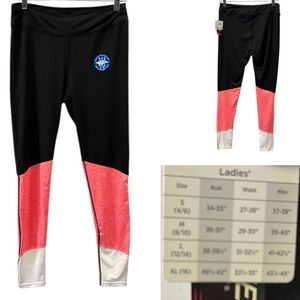 Zone Pro Black Coral White Colorblock Full Length Athletic Leggings Womens M